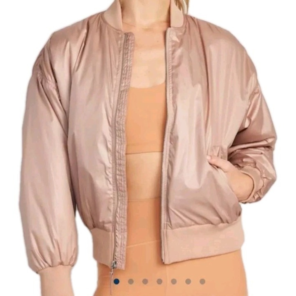 Old Navy Bomber Jacket Womens Medium Tiramisu Gold Oversized Water-Resistant